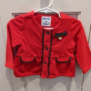 Mayoral Red Jacket with Navy Plaid Accents